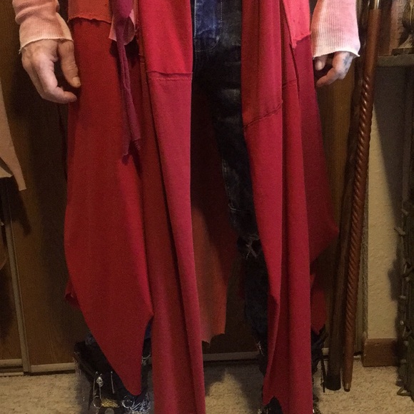 Desert ninja chevron post Apocalyptic t shirt fringe upcycled festival cardigan - Picture 7 of 14